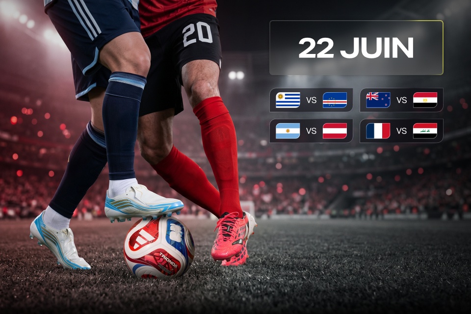 Matchs Coupe du Monde 2026 du 22 juin: guide des cotes avec 888STARZ