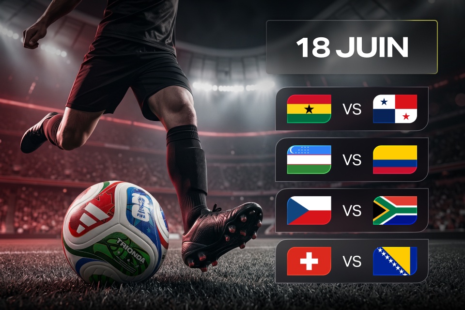 Matchs de la Coupe du Monde 2026 du 18 juin: guide des cotes 888STARZ