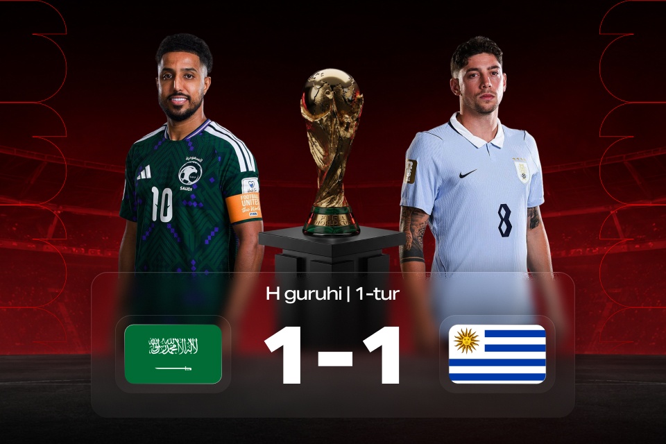 Jahon chempionati 2026: Saudiya Arabistoni — Urugvay — o‘yin natijasi va 888STARZ tahlili